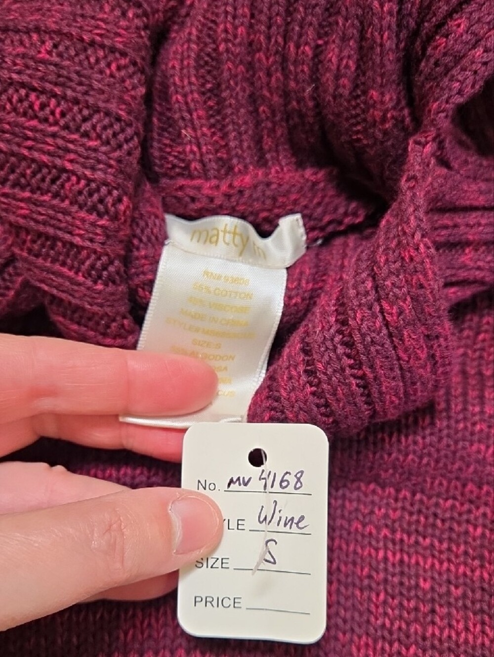 Matty M Raspberry Marled Turtleneck Sweater - Picture 2 of 6